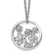 Sterling Silver Diamond Flower Necklace with 18-20 Inch Rhodium Chain
