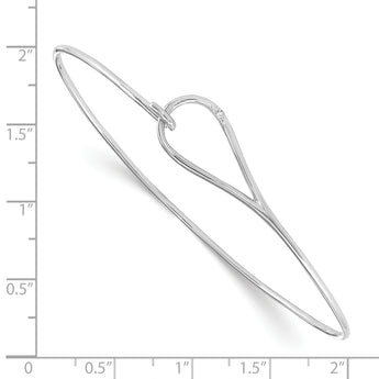 White Ice Sterling Silver Diamond Bangle with Elegant Rhodium-Plated Finish