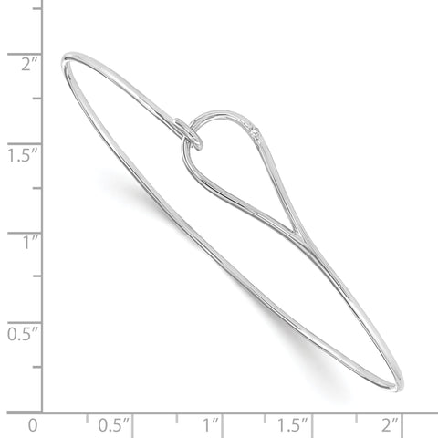 White Ice Sterling Silver Diamond Bangle with Elegant Rhodium-Plated Finish