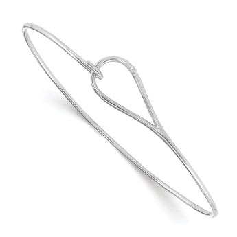 White Ice Sterling Silver Diamond Bangle with Elegant Rhodium-Plated Finish