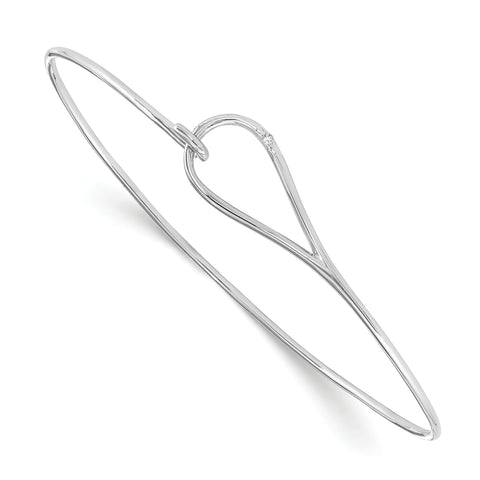 White Ice Sterling Silver Diamond Bangle with Elegant Rhodium-Plated Finish