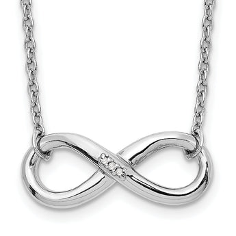 Sterling Silver Diamond Infinity Necklace Gift Ready