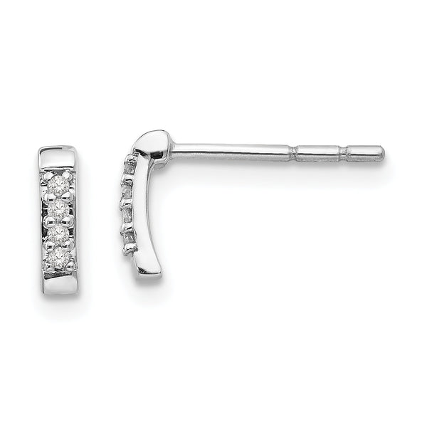 Sterling Silver Diamond Earrings with Rhodium Polish