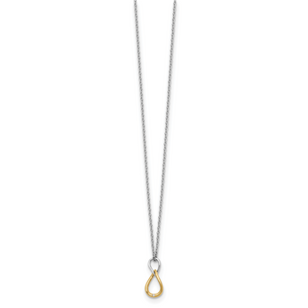 White Ice Sterling Silver Diamond Necklace with Gold-Tone, Gift Ready, 20