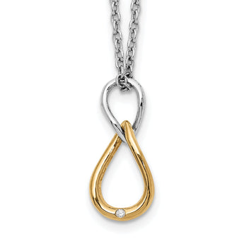 White Ice Sterling Silver Diamond Necklace with Gold-Tone, Gift Ready, 20