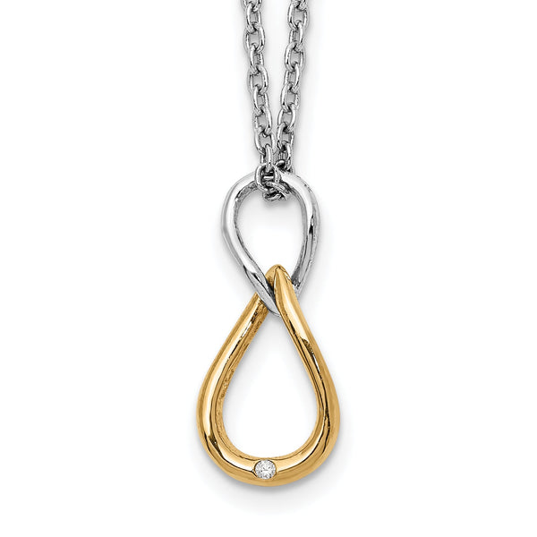 White Ice Sterling Silver Diamond Necklace with Gold-Tone, Gift Ready, 20