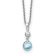 Sterling Silver Blue Topaz and Diamond Necklace Gift Ready