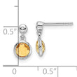 Sterling Silver RH Plated White Ice Diamond and Citrine Post Earrings