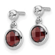 White Ice Sterling Silver Rhodium-plated Diamond and Garnet Post Dangle Earrings - Birthstone Company
