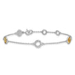 White Ice Sterling Silver/Rhodium-Rhodium-Plated Diamond and Citrine 6.25 inch Bracelet plus 1 inch extender - Birthstone Company