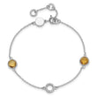 White Ice Sterling Silver/Rhodium-Rhodium-Plated Diamond and Citrine 6.25 inch Bracelet plus 1 inch extender - Birthstone Company