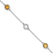 White Ice Sterling Silver/Rhodium-Rhodium-Plated Diamond and Citrine 6.25 inch Bracelet plus 1 inch extender - Birthstone Company