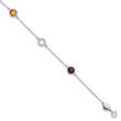 White Ice Sterling Silver Rhodium-Rhodium-Plated Diamond, Citrine, Garnet 6.25 inch Bracelet plus 1inch Extender