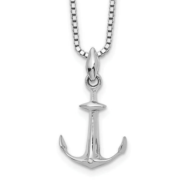 Sterling Silver Diamond Necklace with Rhodium Polished Finish
