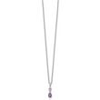 Sterling Silver Amethyst Diamond Necklace with Extender