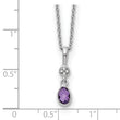 Sterling Silver Amethyst Diamond Necklace with Extender