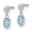 SS RH Plated White Ice .02ct. Dia. and Blue Topaz Post Earrings