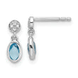 SS RH Plated White Ice .02ct. Dia. and Blue Topaz Post Earrings
