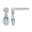 White Ice Sterling Silver Rhodium-plated Diamond and Blue Topaz Post Dangle Earrings - Birthstone Company
