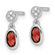 SS RH Plated White Ice .02ct. Diamond and Garnet Post Earrings