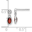 SS RH Plated White Ice .02ct. Diamond and Garnet Post Earrings