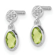 SS RH Plated White Ice .02ct. Diamond and Peridot Post Earring