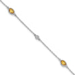 White Ice Sterling Silver Rhodium-Rhodium-Plated 7.5 inch Diamond and Citrine Bracelet with 1.25 inch Extender