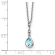 925 Sterling Silver Blue Topaz Diamond Teardrop Necklace