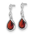 White Ice Sterling Silver Rhodium-plated Diamond and Garnet Teardrop Post Dangle Earrings - Birthstone Company