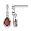 White Ice Sterling Silver Rhodium-plated Diamond and Garnet Teardrop Post Dangle Earrings - Birthstone Company