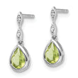 SS RH Plated White Ice .01 ct. Diamond and Peridot Post Earrings