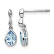 White Ice Sterling Silver Rhodium-plated Blue Topaz and Diamond Post Dangle Teardrop Earrings 16 in - Birthstone Company