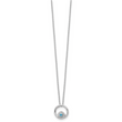Sterling Silver Blue Topaz Diamond Necklace with Rhodium Finish