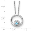 Sterling Silver Blue Topaz Diamond Necklace with Rhodium Finish