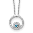 Sterling Silver Blue Topaz Diamond Necklace with Rhodium Finish