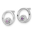 White Ice Sterling Silver Rhodium-plated Diamond and Amethyst Post Earrings - Birthstone Company