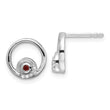 Sterling Silver RH Plated White Ice .03ct. Dia. and Garnet Post Earrings