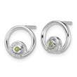 Sterling Silver RH Plated White Ice .03ct. Dia. and Peridot Post Earrings