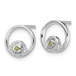 Sterling Silver RH Plated White Ice .03ct. Dia. and Peridot Post Earrings - Birthstone Company