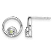 Sterling Silver RH Plated White Ice .03ct. Dia. and Peridot Post Earrings - Birthstone Company