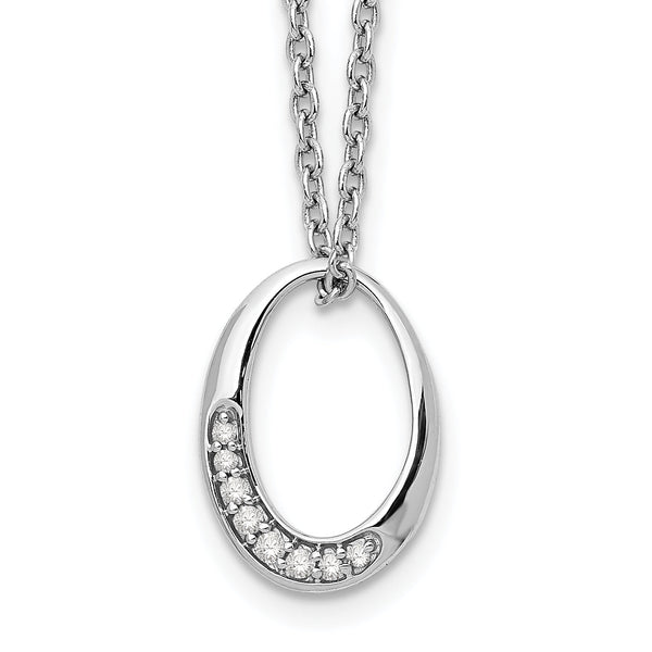 White Ice Sterling Silver Diamond Oval Necklace with Rhodium Finish