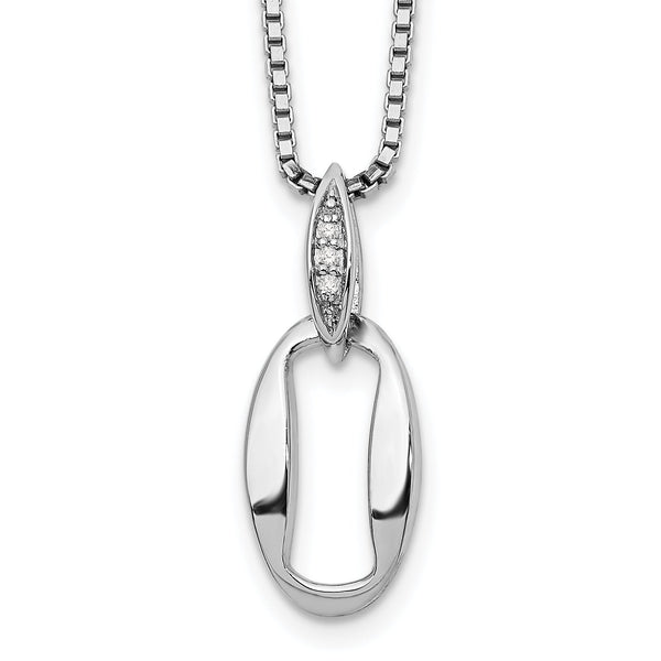 Sterling Silver Diamond Necklace with Rhodium Plating
