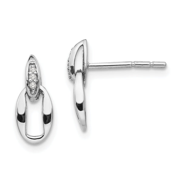 Sterling Silver Rhodium-Plated Diamond Dangle Earrings Gift Ready