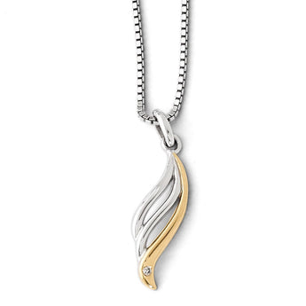 925 Sterling Silver Diamond Necklace with Gold Plating and Gift Box