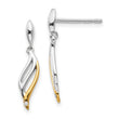 Sterling Silver Two Tone Diamond Dangle Earrings with Polished Rhodium Finish