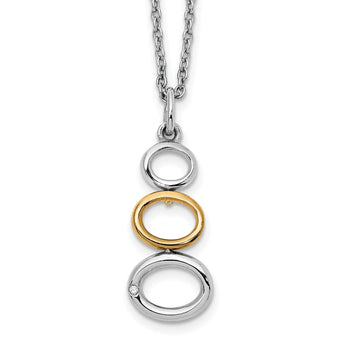 White Ice Sterling Silver Diamond Necklace with Gold-Tone Elegance