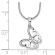 Sterling Silver Rhodium-Plated Diamond Butterfly Necklace with Extender