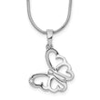 Sterling Silver Rhodium-Plated Diamond Butterfly Necklace with Extender