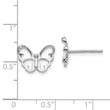 Sterling Silver Diamond Butterfly Earrings with Rhodium Finish