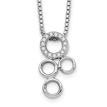 White Ice Sterling Silver Diamond Circle Pendant Necklace with Extender